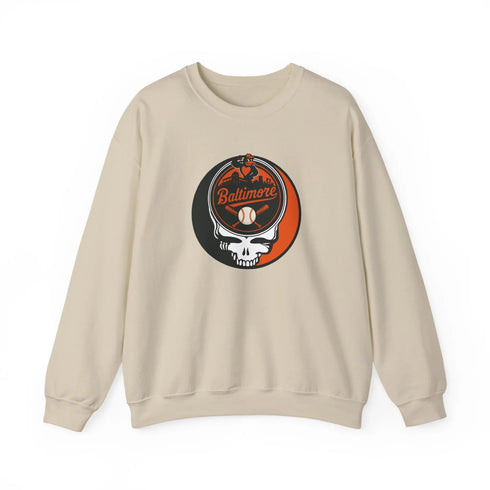 Grateful Dead - Baltimore Orioles Grateful Dead Stealie Crewneck Sweatshirt - MLB - StealieShop